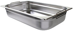  Vogue Stainless Steel 1/1 Gastronorm Pan With Handles 100mm 
