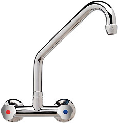  Gastronoble Wall Two-Hole Heavy Duty Mixer with Multiple Turn Knobs and Upper Spout 250mm 