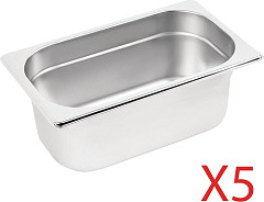  Vogue Stainless Steel Gastronorm Container Kit 1/4 (Pack of 5) 