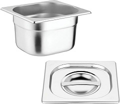  Vogue Stainless Steel Gastronorm Pan Set with Lids 1/6 (Pack of 4) 