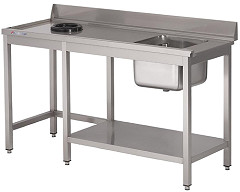  Gastro M rvs pre-rinse table with upstand,  100 (b)x70(d)x85(h)cm, at the left side of the dishwasher 