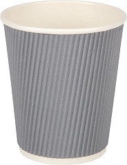  Fiesta Disposable Coffee Cups Ripple Wall Charcoal 225ml / 8oz (Pack of 500) 