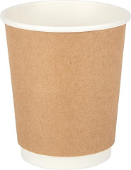  Fiesta Disposable Coffee Cups Double Wall Kraft 225ml / 8oz (Pack of 25) 