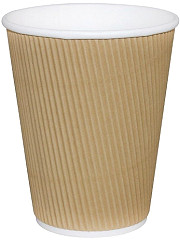  Fiesta Disposable Coffee Cups Ripple Wall Kraft 340ml / 12oz (Pack of 25) 