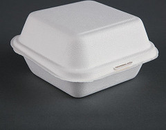  Fiesta Green Compostable Bagasse Burger Boxes with Bottom Ridges 153mm (Pack of 500) 