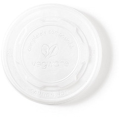  Vegware Compostable Hot Food Pot Flat Lids 350ml / 12oz and 455ml / 16oz (Pack of 500) 