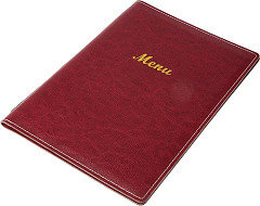  Olympia Faux Leather Menu Cover A4 Burgundy 
