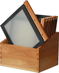  Securit Wood Spine American Style Menu Covers and Storage Box A4 Black 