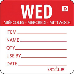  Vogue Dissolvable Day of the Week Labels Wednesday (Pack of 250) 