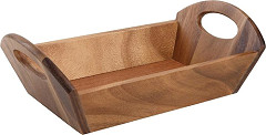  T&G Woodware Acacia Wood Bread Basket with Handles 