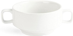  Olympia Whiteware Soup Bowls With Handles 400ml (Pack of 6) 