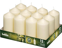  Bolsius Tall Pillar Candles Ivory 120mm (Pack of 12) 