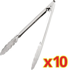  Vogue Bulk Buy Catering Tongs 10" (Pack of 10) 