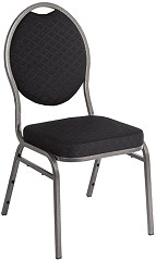  Bolero CE142 - Steel Banqueting Chair Oval Back with Black Plain Cloth (Pack 4) 