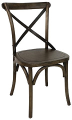  Bolero GG658 - Wooden Dining Chair with Metal Cross Backrest (Walnut Finish) (Pa 