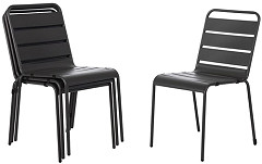  Bolero Slatted Steel Side Chairs Grey (Pack of 4) 