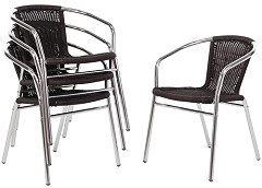  Bolero U507 - Wicker Chair with Aluminium Frame - Black Finish (Pack 4 