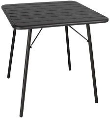  Bolero Slatted Square Steel Table Black 700mm (Single) 