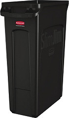  Rubbermaid Slim Jim Container With Venting Channels Black 87Ltr 