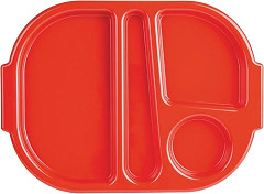  Kristallon Large Polycarbonate Compartment Food Trays Red 375mm 