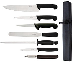  Hygiplas 7 Piece Knife Starter Set With 26.5cm Chef Knife and Roll Bag 