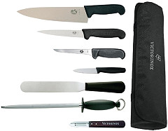  Victorinox 21.5cm Chefs Knife with Hygiplas and Vogue Knife Set 