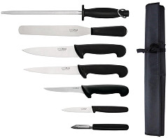  Hygiplas 7 Piece Starter Knife Set With 20cm Chef Knife and Roll Bag 