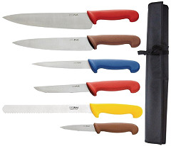  Hygiplas Colour Coded Chefs Knife Set with Wallet 
