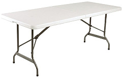  Bolero Rectangular Centre Folding Table 6ft White (Single) 