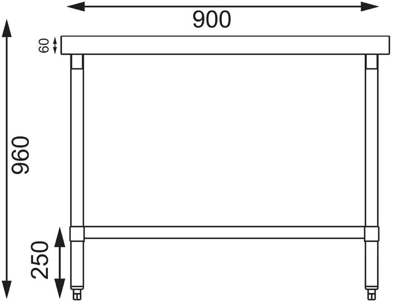  Vogue Stainless Steel Prep Table 900mm 