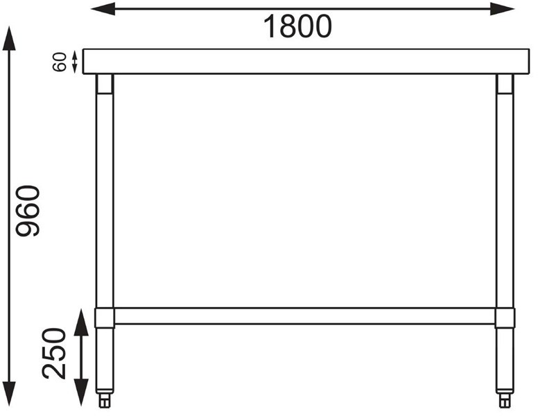  Vogue Stainless Steel Prep Table 1800mm 