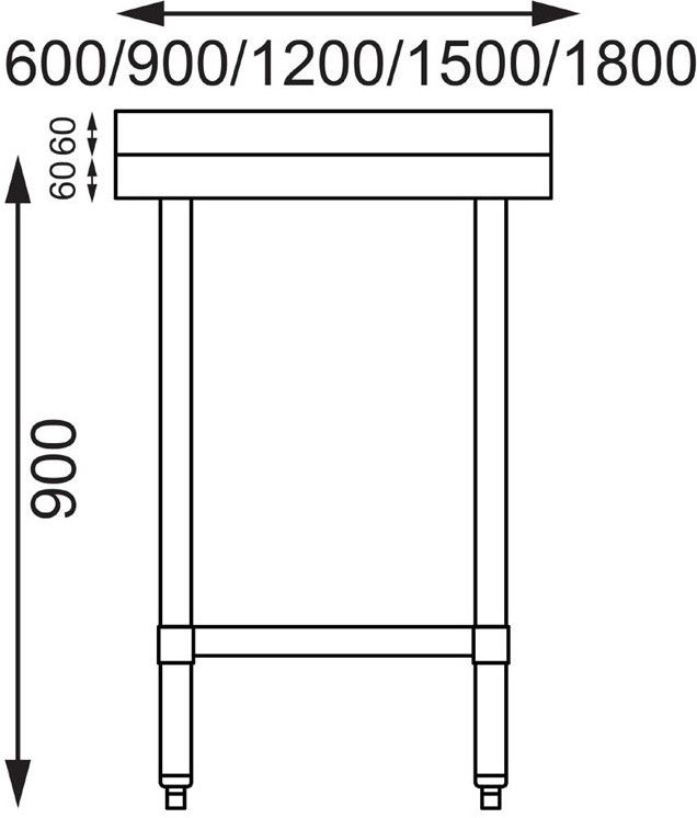  Vogue Stainless Steel Table with Upstand 1800mm 