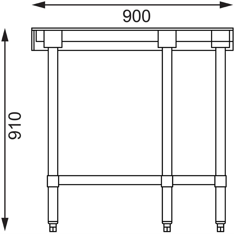  Vogue Stainless Steel Corner Table 700mm 