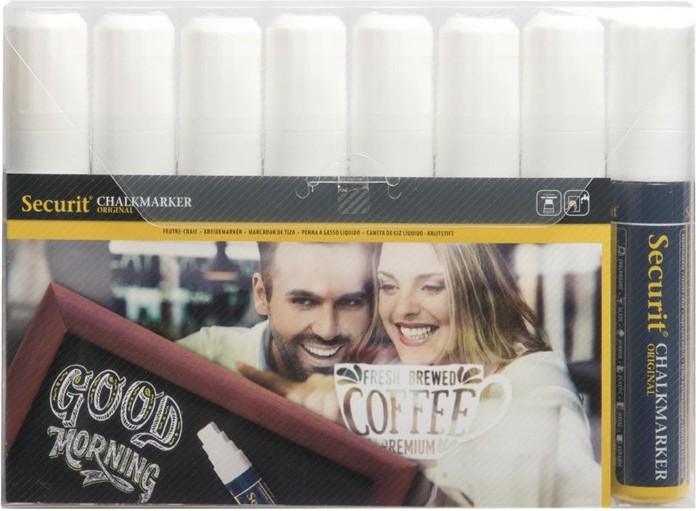  Securit 15mm Liquid Chalk Pens White (Pack of 8) 