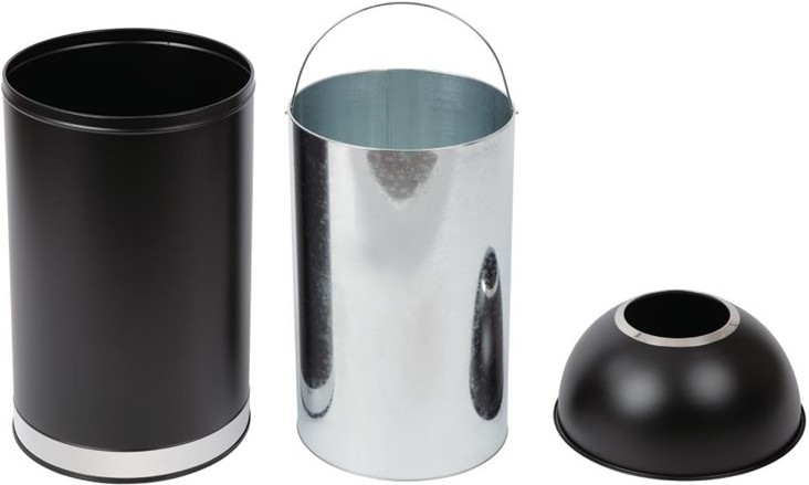  Bolero Steel Open Lid Bullet Bin Black 40Ltr 
