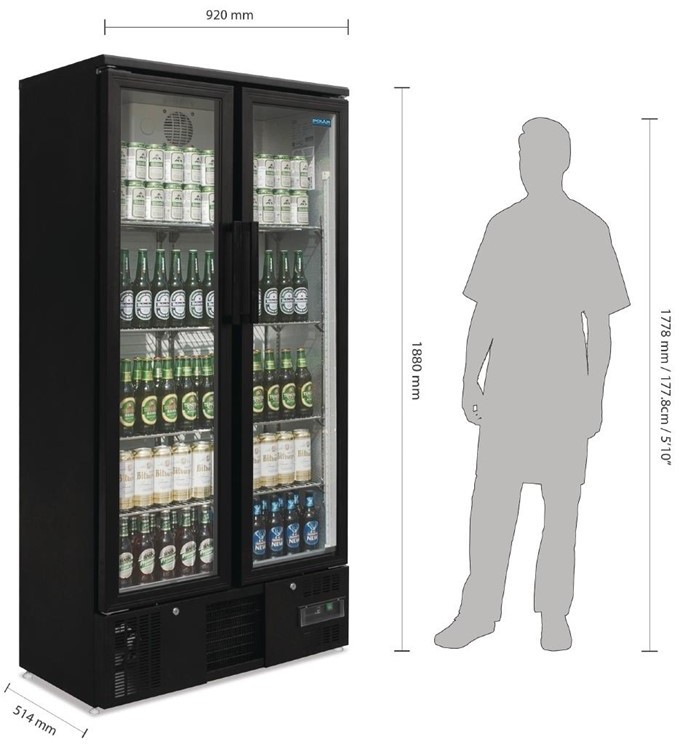  Polar G-Series Upright Back Bar Cooler with Hinged Doors 490Ltr 