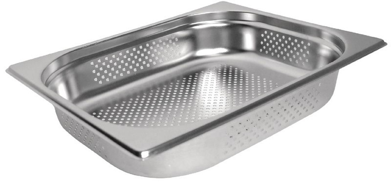  Vogue Stainless Steel Perforated 1/2 Gastronorm Pan 100mm 