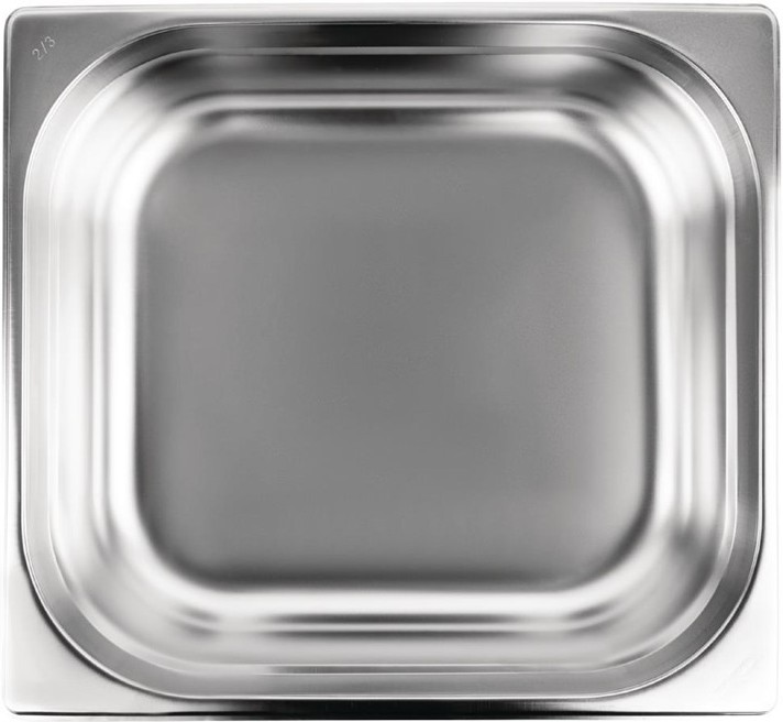  Vogue Stainless Steel 2/3 Gastronorm Pan 100mm 