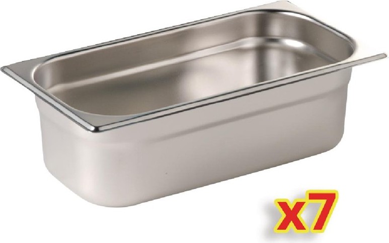  Vogue Stainless Steel Gastronorm Container Kit 1/4 (Pack of 7) 