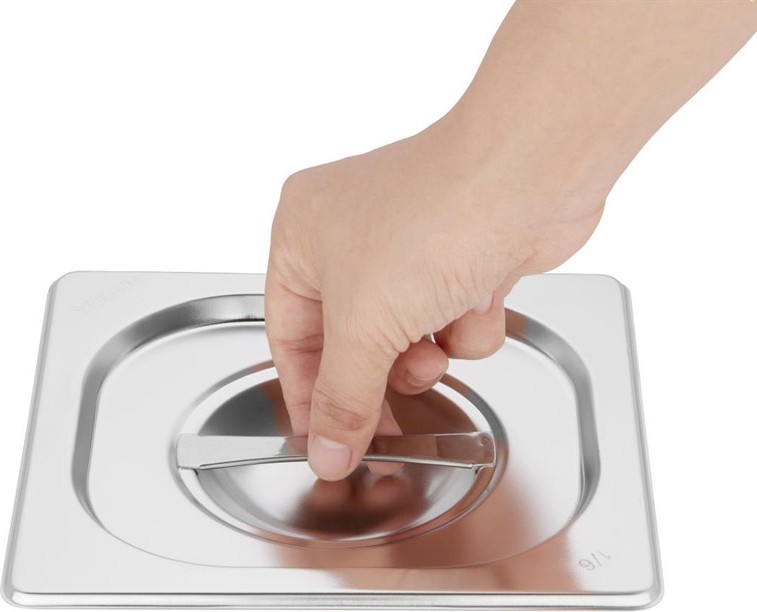  Vogue Stainless Steel Gastronorm Pan Set with Lids 1/6 (Pack of 4) 