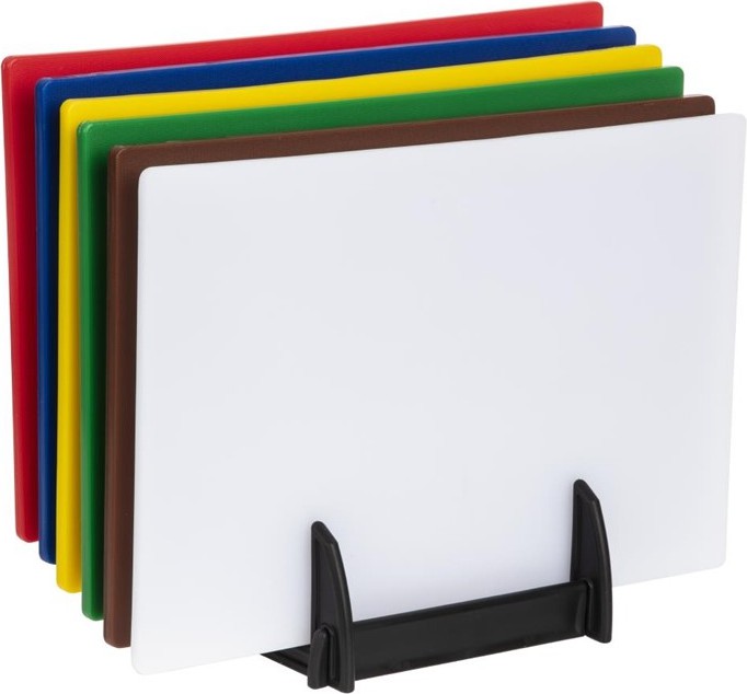  Hygiplas Low Density Chopping Board Set with Rack (Set of 6) 