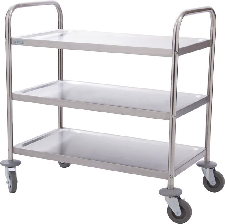  Vogue Stainless Steel 3 Tier Clearing Trolley Small 