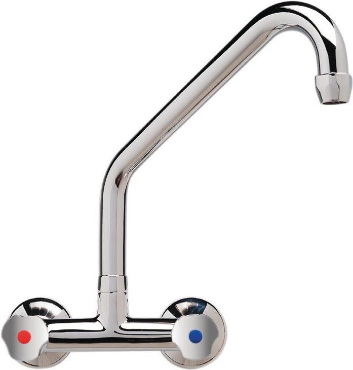  Gastronoble Wall Two-Hole Heavy Duty Mixer with Multiple Turn Knobs and Upper Spout 250mm 