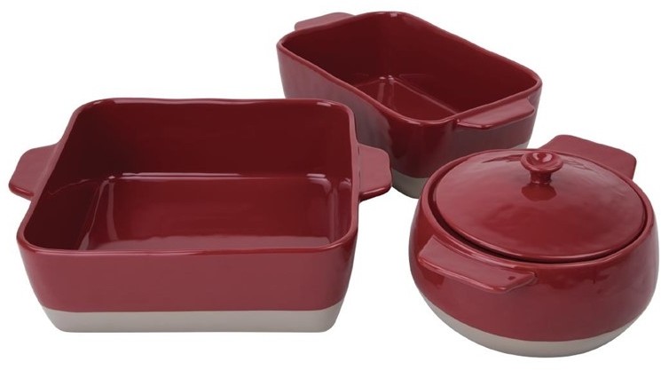  Olympia Red And Taupe Ceramic Roasting Dish 4.2Ltr 