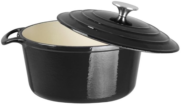  Vogue Black Round Casserole Dish 3.2Ltr 