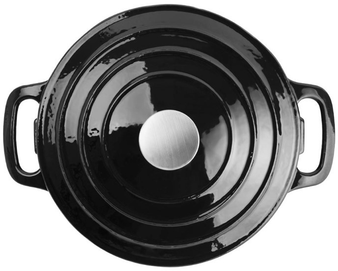  Vogue Black Round Casserole Dish 4Ltr 