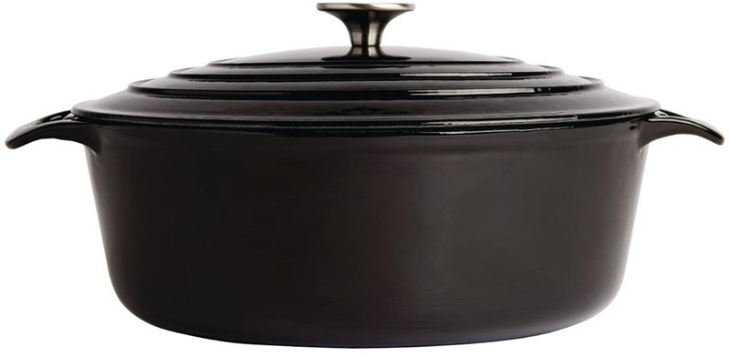  Vogue Black Oval Casserole Dish 6Ltr 