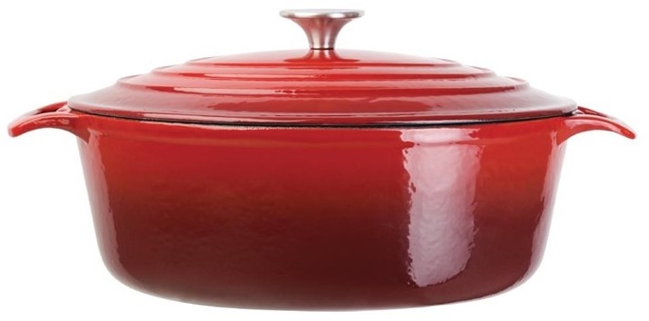  Vogue Red Oval Casserole Dish 6Ltr 