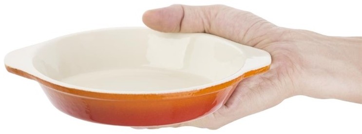  Vogue Orange Round Cast Iron Gratin Dish 400ml 