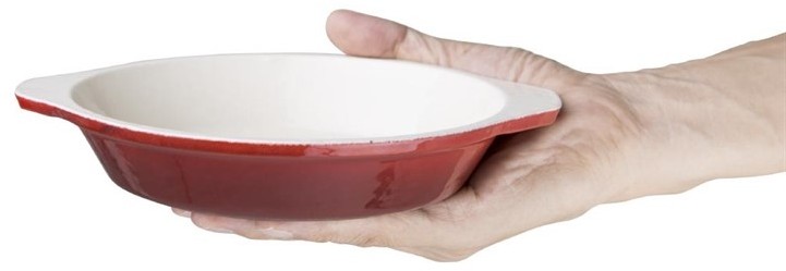  Vogue Red Oval Cast Iron Gratin Dish 650ml 